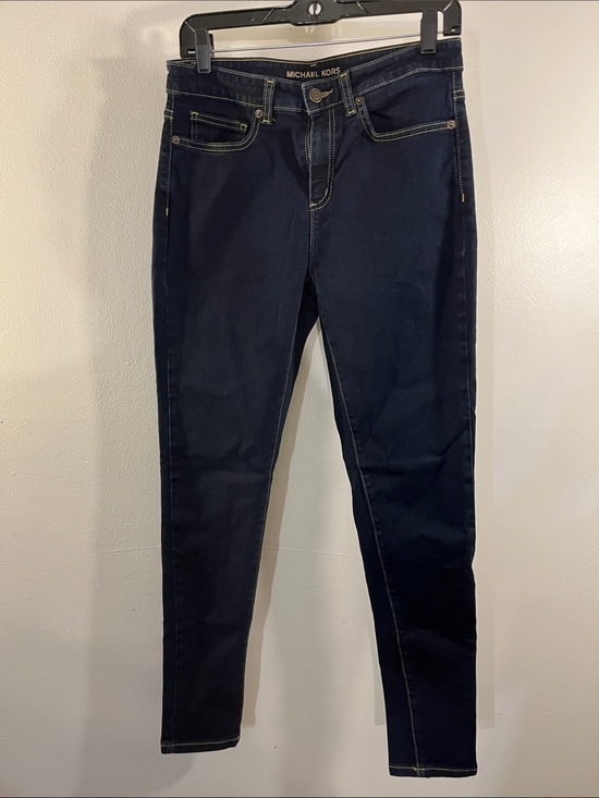 Michael Kors Denim - Michael Kors Dark Navy Skinny Jeans with Gold Stitching